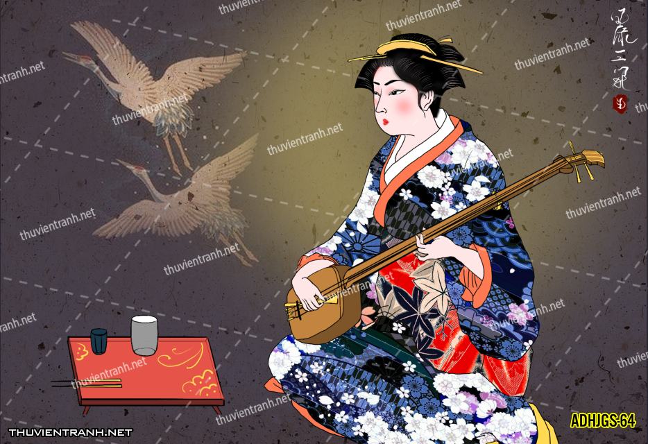 Tranh dán tường Cô gái  Nhật Bản mặc kimono, tranh minh họa cô gái Nhật Bản xưa -ADHJGS-64 - Kết quả tìm kiếm tranh tường